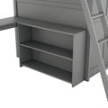 Full Size Loft Bed With Desk, Shelves And Wardrobe Gray Gray Solid Wood