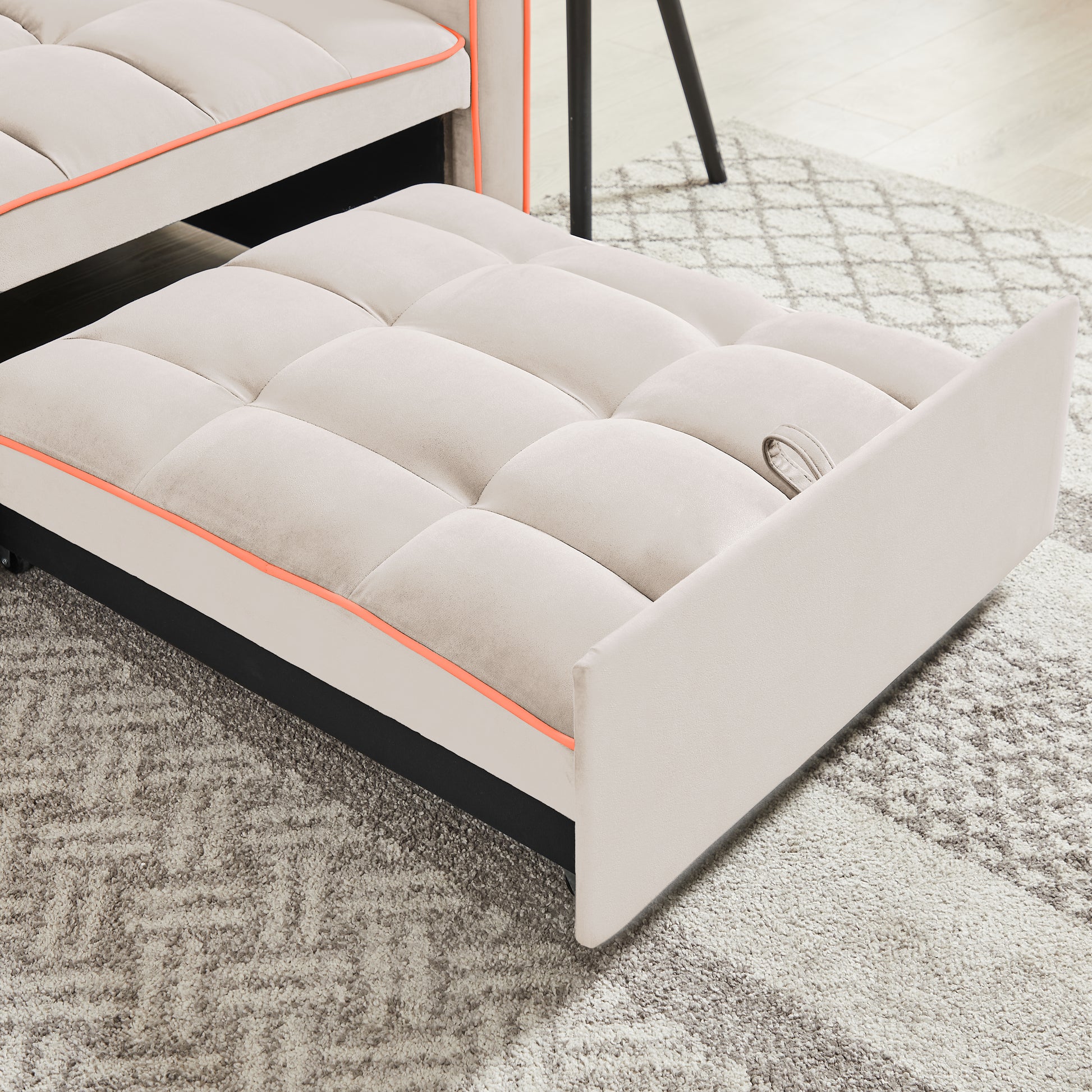 Three In One Sofa Bed Chair Folding Sofa Bed Adjustable Back Into A Sofa Recliner Single Bed Adult Modern Chair Bed Berth Creamy White White Wood Primary Living Space Medium Duty Eucalyptus 1 Seat Creamy White Velvet Medium Soft Tufted Back Modern Pillow