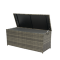 Outdoor Storage Box, 113 Gallon Wicker Patio Deck Boxes With Lid, Outdoor Cushion Storage For Kids Toys, Pillows, Towel Grey Wicker No Grey Rust Resistant Frame Mildew Resistant Cushion Garden & Outdoor Rattan Waterproof Fabric Metal