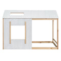 Twin Size House Platform With Roof And Windowwhite Natural Box Spring Not Required Twin Natural White Wood Bedroom Pine