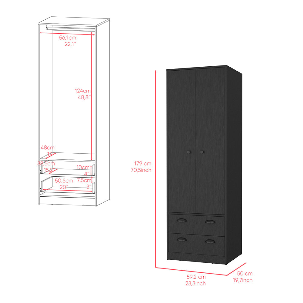 Armoire Hobbs, Bedroom, Black Black Particle Board Particle Board