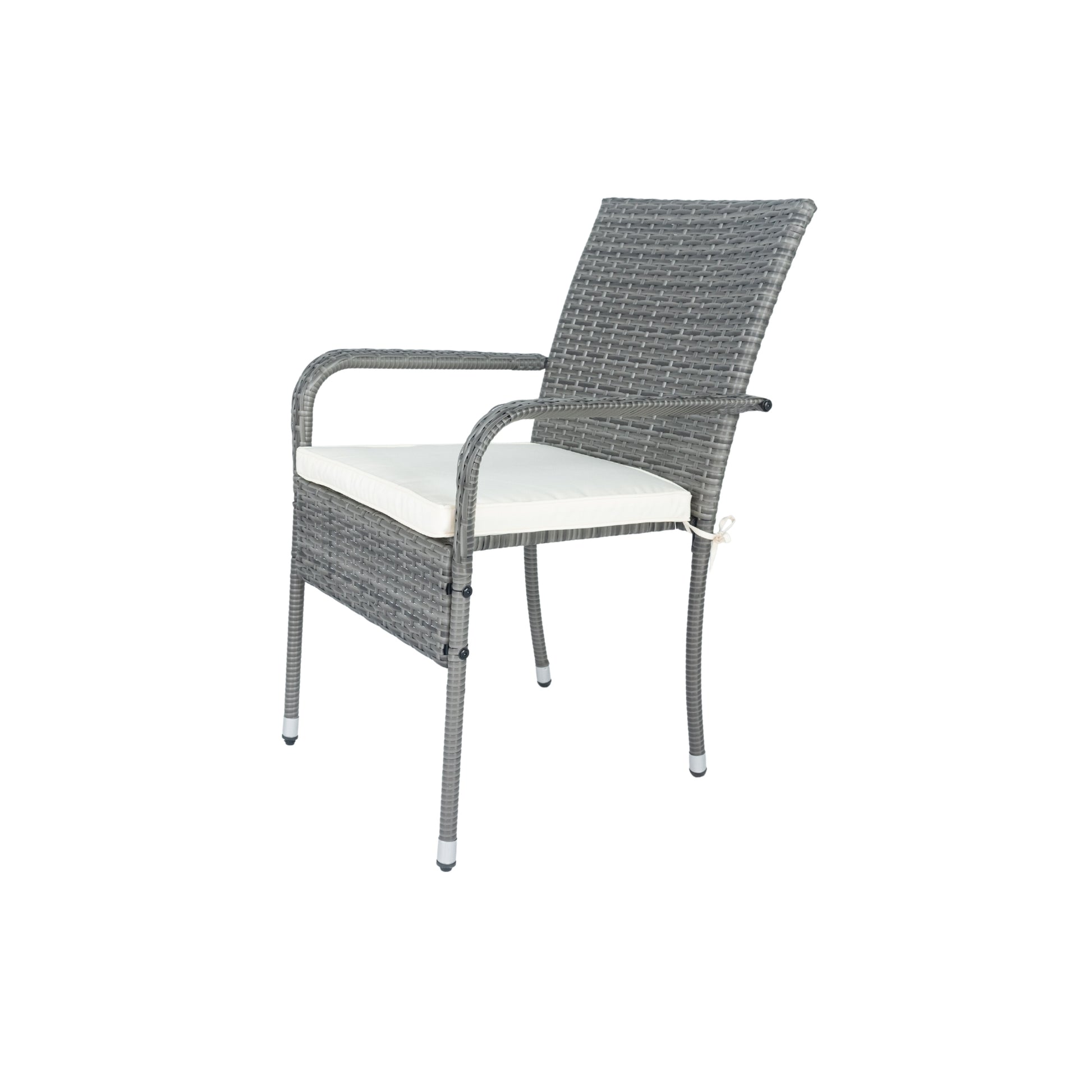 3 Piece Patio Wicker Conversation Set Grey Wicker White Cushion Yes Sectional Grey Rust Resistant Frame Mildew Resistant Cushion Garden & Outdoor Modern 2 Person Seating Group Fiber Foam Pads Rattan Metal