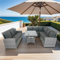 5 Piece Patio Wicker Outdoor Sectional Set 9 Seater Conversation Set With 3 Storage Under Seat Grey Wicker Dark Grey Cushion Yes Complete Patio Set Grey Rust Resistant Frame Mildew Resistant Cushion Garden & Outdoor Modern Complete Patio Sets Fiber Foam