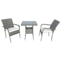 3 Piece Patio Wicker Conversation Set Grey Wicker White Cushion Yes Sectional Grey Rust Resistant Frame Mildew Resistant Cushion Garden & Outdoor Modern 2 Person Seating Group Fiber Foam Pads Rattan Metal