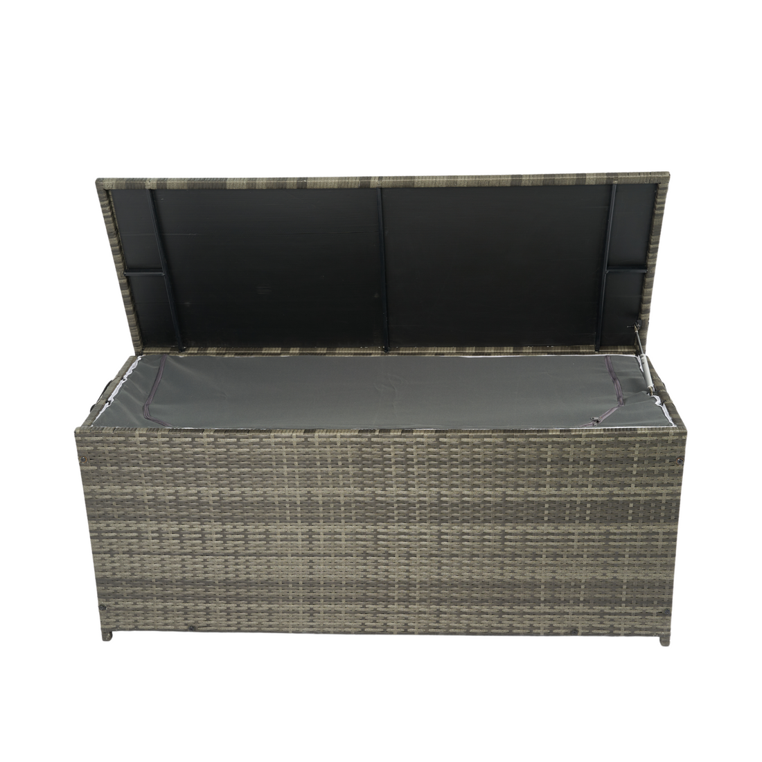 Outdoor Storage Box, 113 Gallon Wicker Patio Deck Boxes With Lid, Outdoor Cushion Storage For Kids Toys, Pillows, Towel Grey Wicker No Grey Rust Resistant Frame Mildew Resistant Cushion Garden & Outdoor Rattan Waterproof Fabric Metal