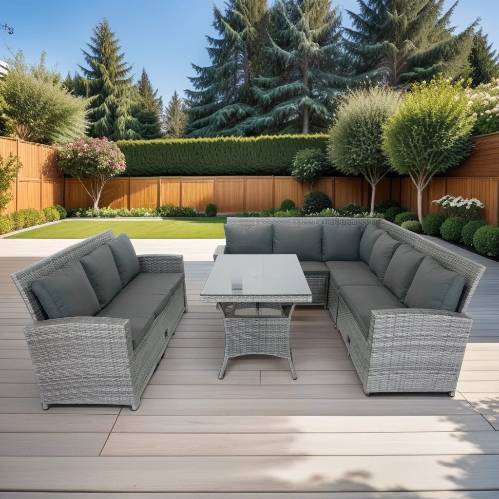 5 Piece Patio Wicker Outdoor Sectional Set 9 Seater Conversation Set With 3 Storage Under Seat Grey Wicker Dark Grey Cushion Yes Complete Patio Set Grey Rust Resistant Frame Mildew Resistant Cushion Garden & Outdoor Modern Complete Patio Sets Fiber Foam