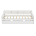 Twin Size Wooden Day Bed With Trundle For Guest Room, Small Bedroom, Study Room, White Box Spring Not Required Twin White Wood White Pine Daybeds Solid Wood Mdf