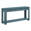 Console Table Sofa Table With Storage Drawers And Bottom Shelf For Entryway Hallway Dark Blue Dark Blue Solid Wood