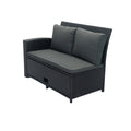 5 Piece Patio Wicker Outdoor Sectional Set 9 Seater Conversation Set With 3 Storage Under Seat Black Wicker Dark Grey Cushion Yes Complete Patio Set Black Rust Resistant Frame Mildew Resistant Cushion Garden & Outdoor Modern Complete Patio Sets Fiber