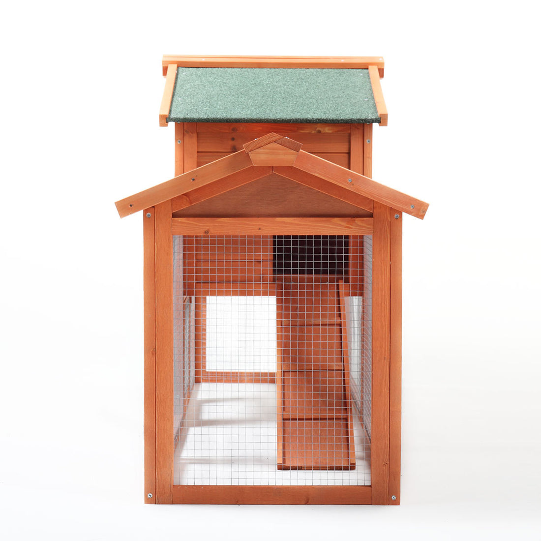 Large Wooden Rabbit Hutch Indoor And Outdoor Bunny Cage With A Removable Tray And A Waterproof Roof, Orange Red Orange Wood