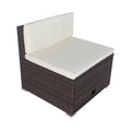 11 Piece Patio Wicker Conversation Set, 10 Seater Patio Sectional Set With 3 Storage Box Under Seat Brown Wicker White Cushion Yes Complete Patio Set Brown Rust Resistant Frame Mildew Resistant Cushion Garden & Outdoor Modern Complete Patio Sets Fiber