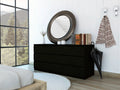 6 Drawer Double Dresser Tronx, Bedroom, Black Black Particle Board Particle Board
