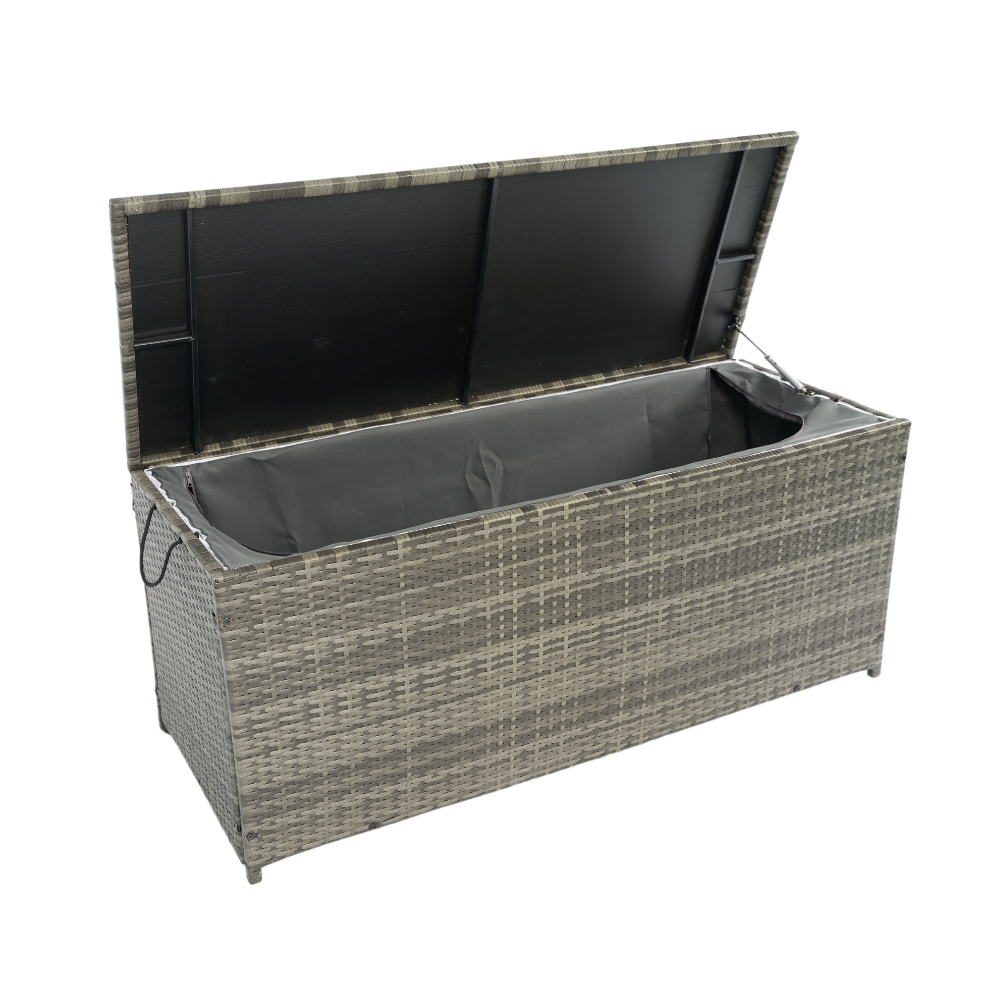 Outdoor Storage Box, 113 Gallon Wicker Patio Deck Boxes With Lid, Outdoor Cushion Storage For Kids Toys, Pillows, Towel Grey Wicker No Grey Rust Resistant Frame Mildew Resistant Cushion Garden & Outdoor Rattan Waterproof Fabric Metal