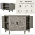 Accent Storage Cabinet Sideboard Wooden Cabinet With Antique Pattern Doors For Hallway, Entryway, Living Room Antique Gray Mdf