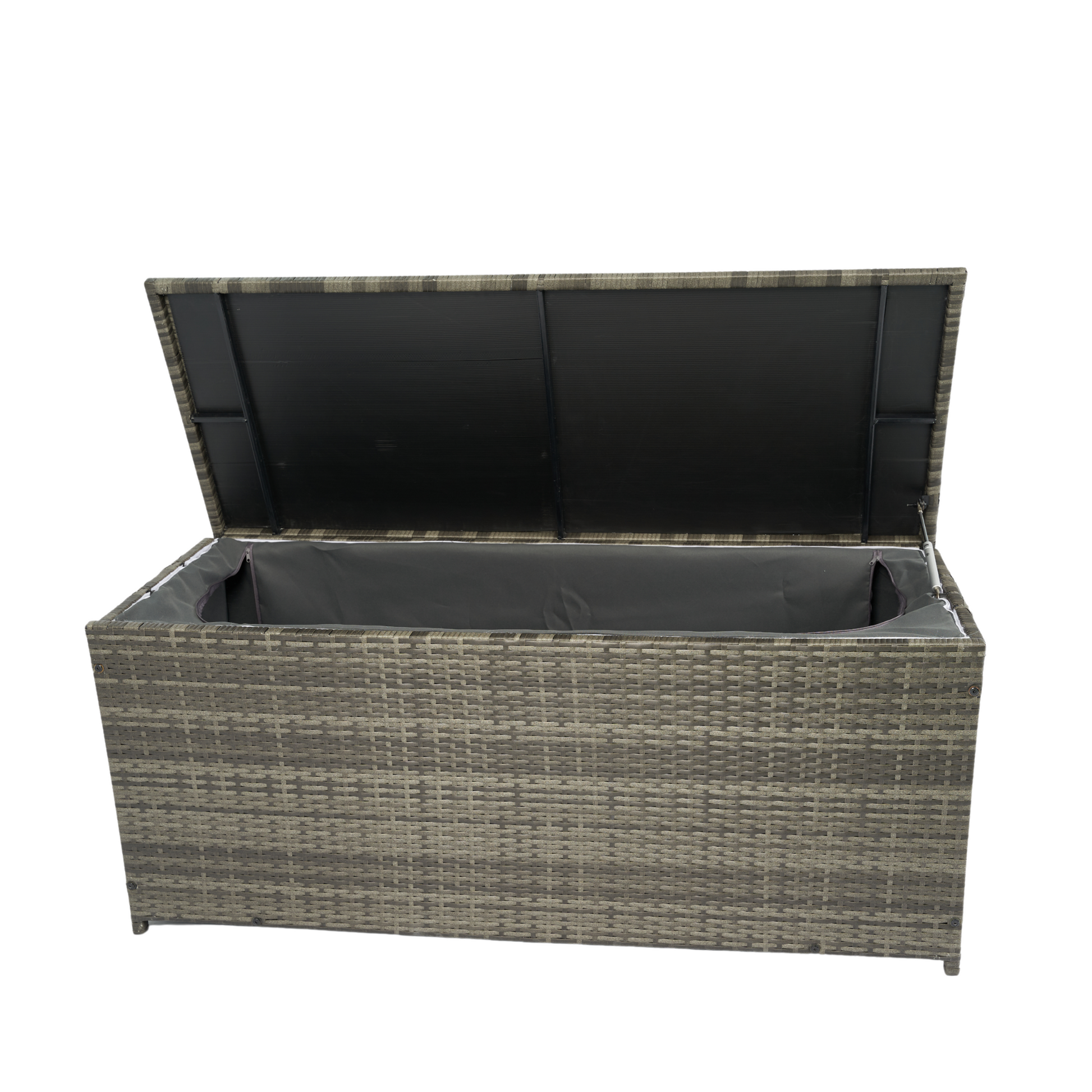 Outdoor Storage Box, 113 Gallon Wicker Patio Deck Boxes With Lid, Outdoor Cushion Storage For Kids Toys, Pillows, Towel Grey Wicker No Grey Rust Resistant Frame Mildew Resistant Cushion Garden & Outdoor Rattan Waterproof Fabric Metal