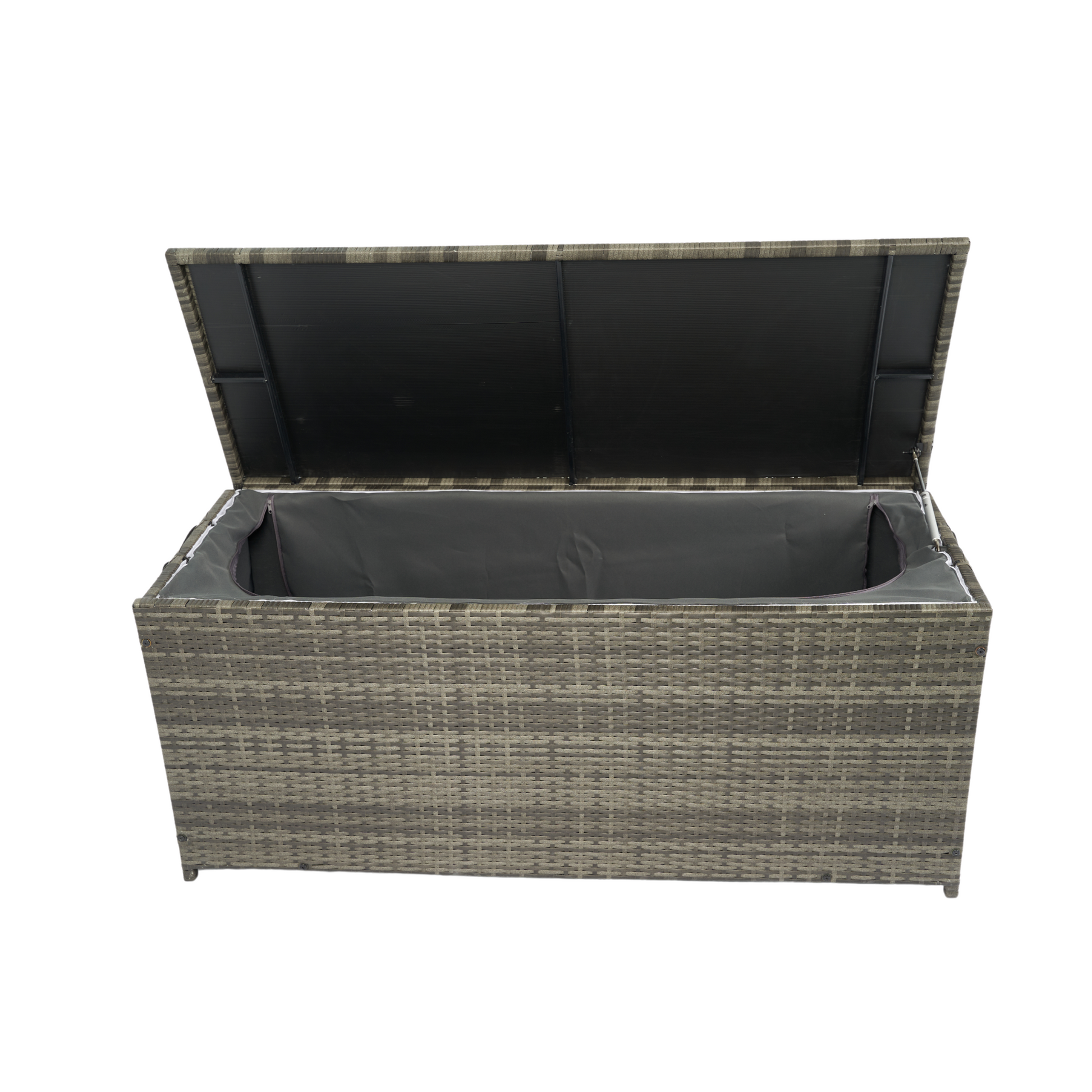 Outdoor Storage Box, 113 Gallon Wicker Patio Deck Boxes With Lid, Outdoor Cushion Storage For Kids Toys, Pillows, Towel Grey Wicker No Grey Rust Resistant Frame Mildew Resistant Cushion Garden & Outdoor Rattan Waterproof Fabric Metal