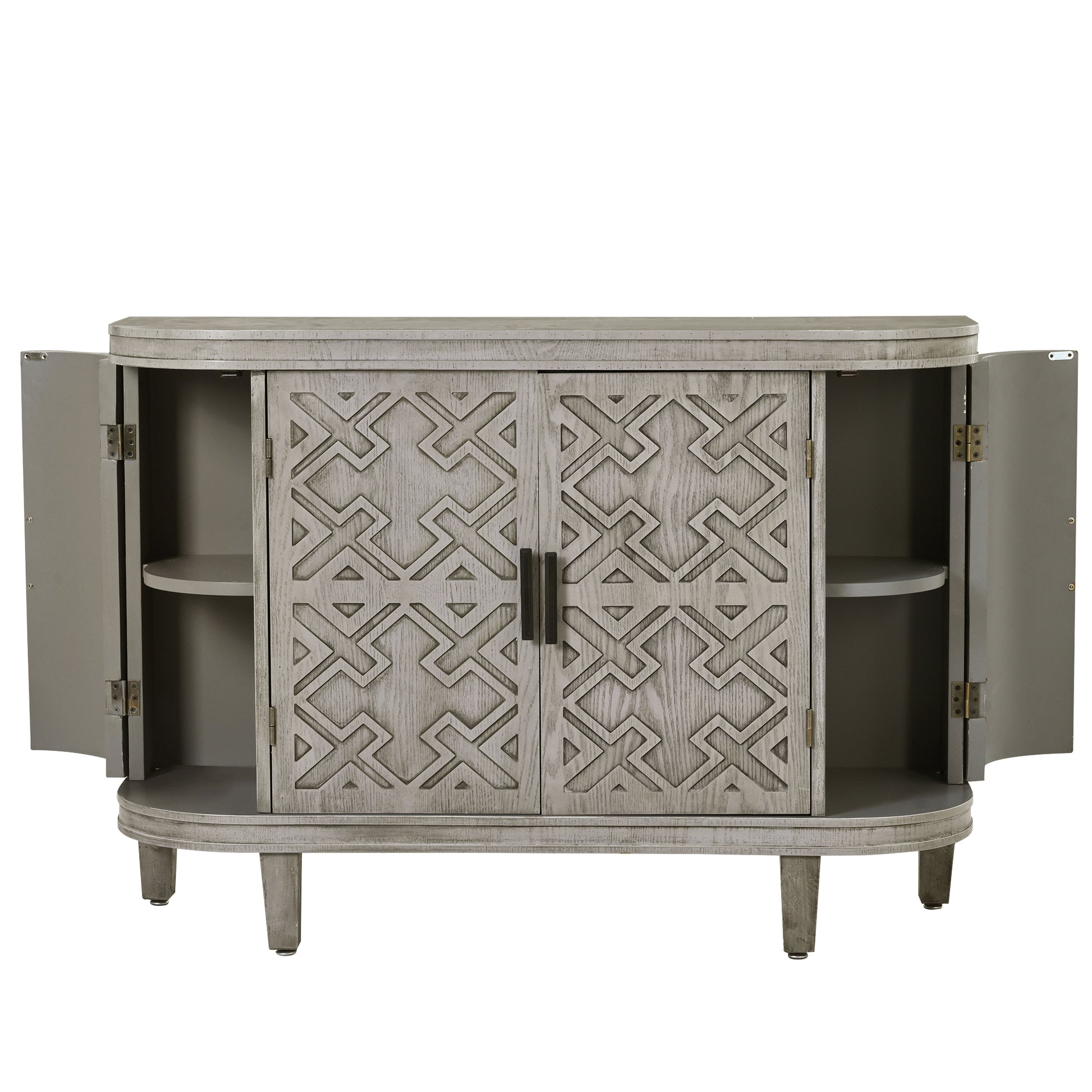 Accent Storage Cabinet Sideboard Wooden Cabinet With Antique Pattern Doors For Hallway, Entryway, Living Room Antique Gray Mdf