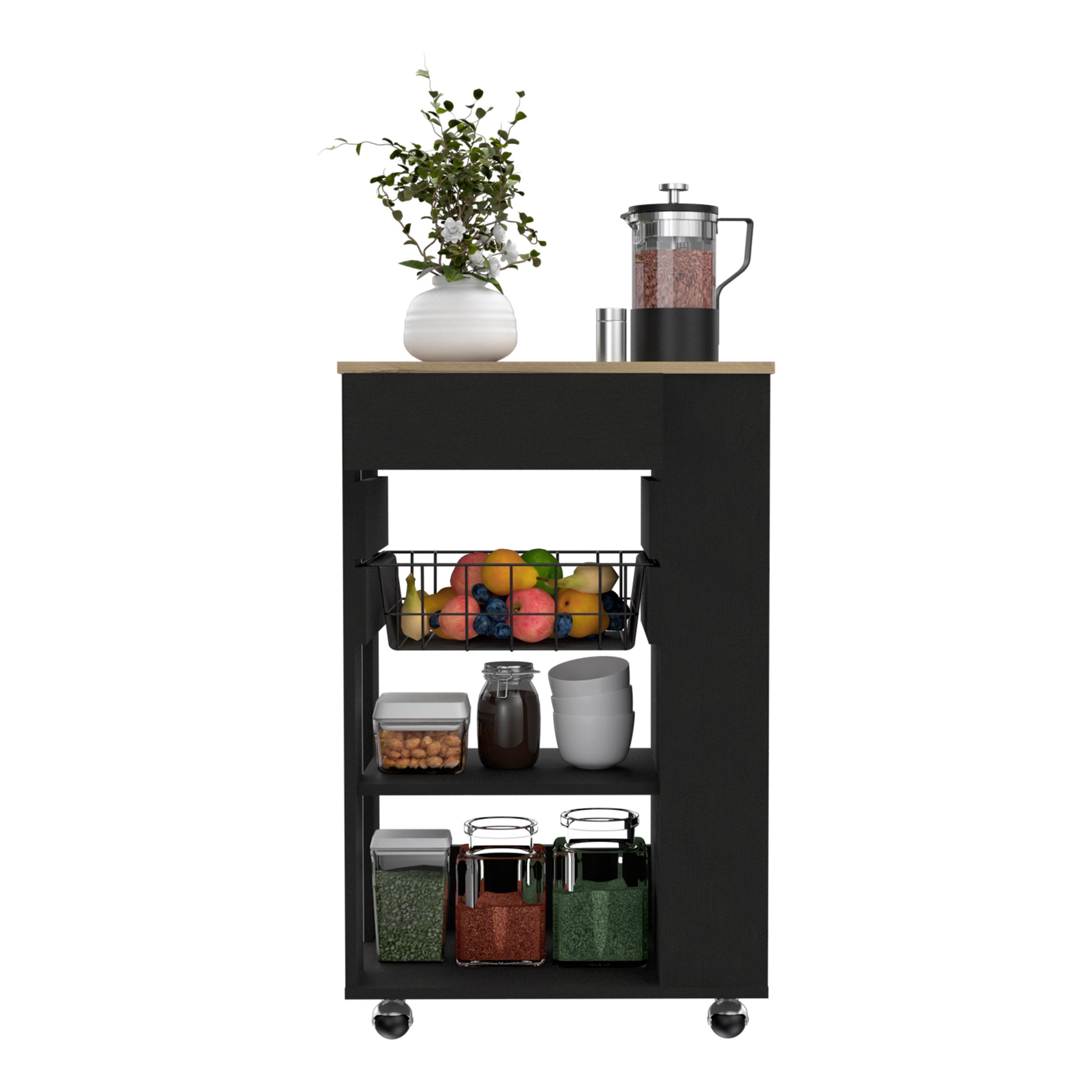 Kitchen Cart Sonex, Kitchen, Black Light Oak Light Oak Particle Board Particle Board