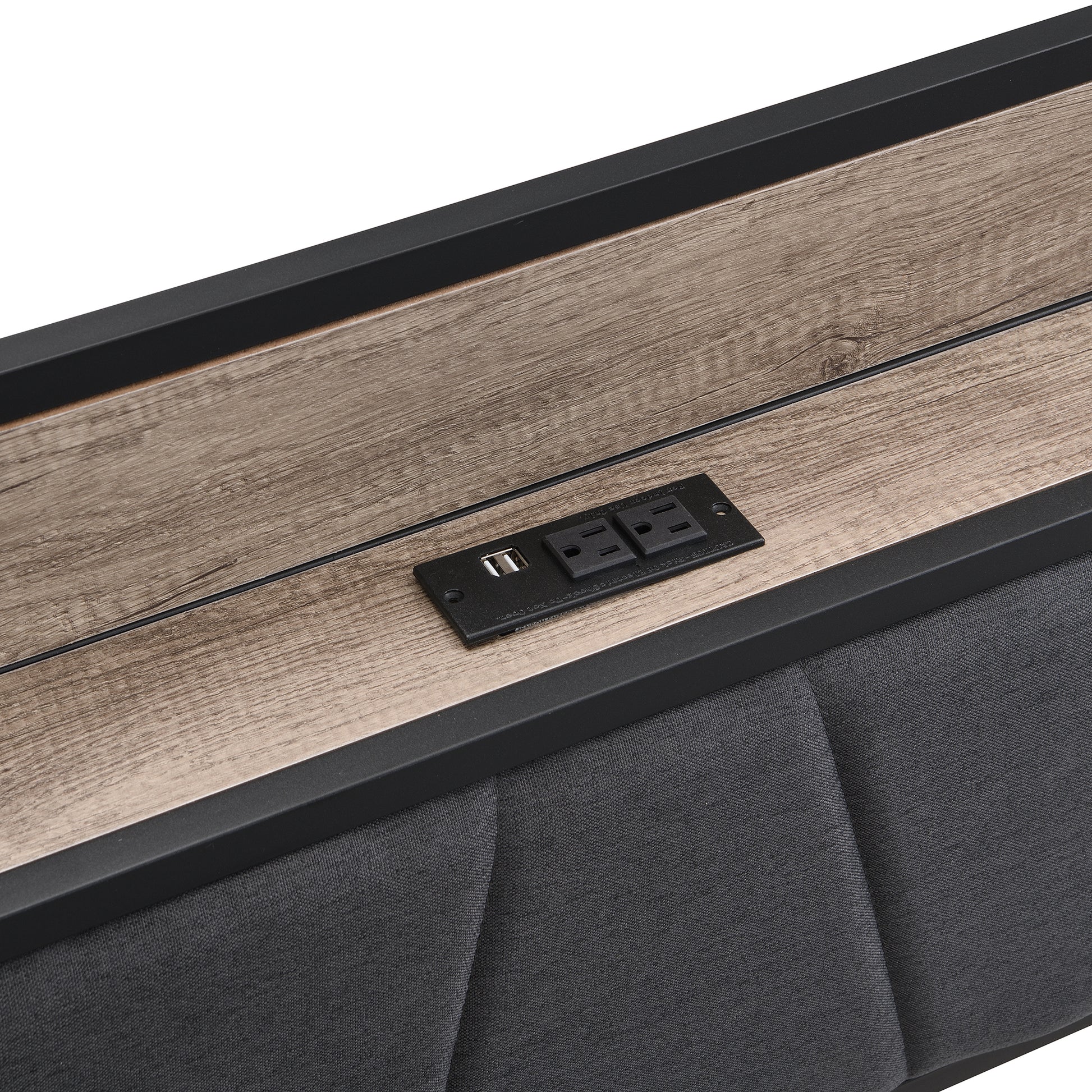 Full Size Metal Platform Bed Frame With Upholstery Storage Function Headboardand Usb Liner And Footboard With Drawersno Box Spring Needed, Large Under Bed Storage, Easy Assemble Black Grey Mdf Metal