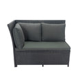 5 Piece Patio Wicker Outdoor Sectional Set 9 Seater Conversation Set With 3 Storage Under Seat Black Wicker Dark Grey Cushion Yes Complete Patio Set Black Rust Resistant Frame Mildew Resistant Cushion Garden & Outdoor Modern Complete Patio Sets Fiber