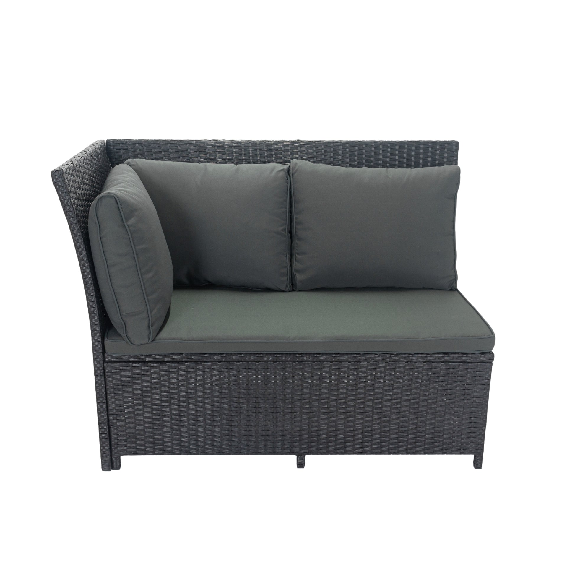 5 Piece Patio Wicker Outdoor Sectional Set 9 Seater Conversation Set With 3 Storage Under Seat Black Wicker Dark Grey Cushion Yes Complete Patio Set Black Rust Resistant Frame Mildew Resistant Cushion Garden & Outdoor Modern Complete Patio Sets Fiber