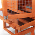 Large Wooden Rabbit Hutch Indoor And Outdoor Bunny Cage With A Removable Tray And A Waterproof Roof, Orange Red Orange Wood