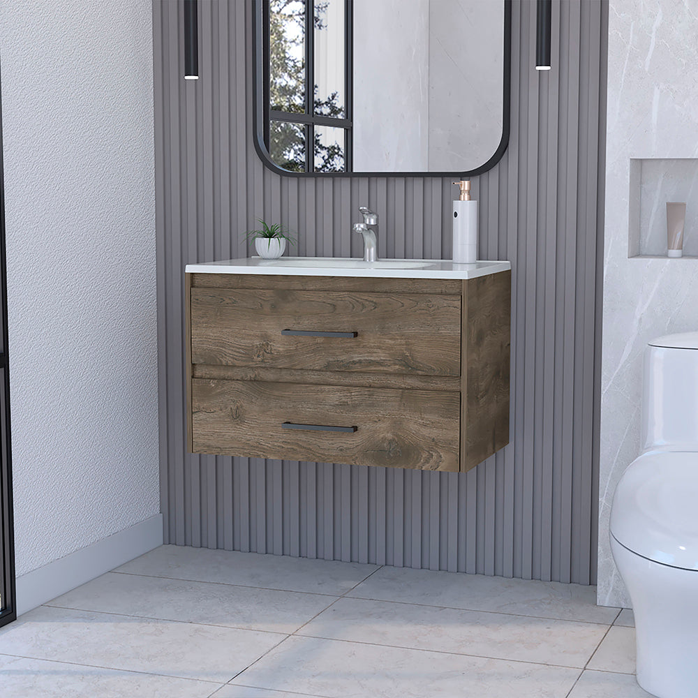 Wall Mounted Bathroom Vanity Alma, Bathroom, Dark Brown White Dark Brown Particle Board Particle Board