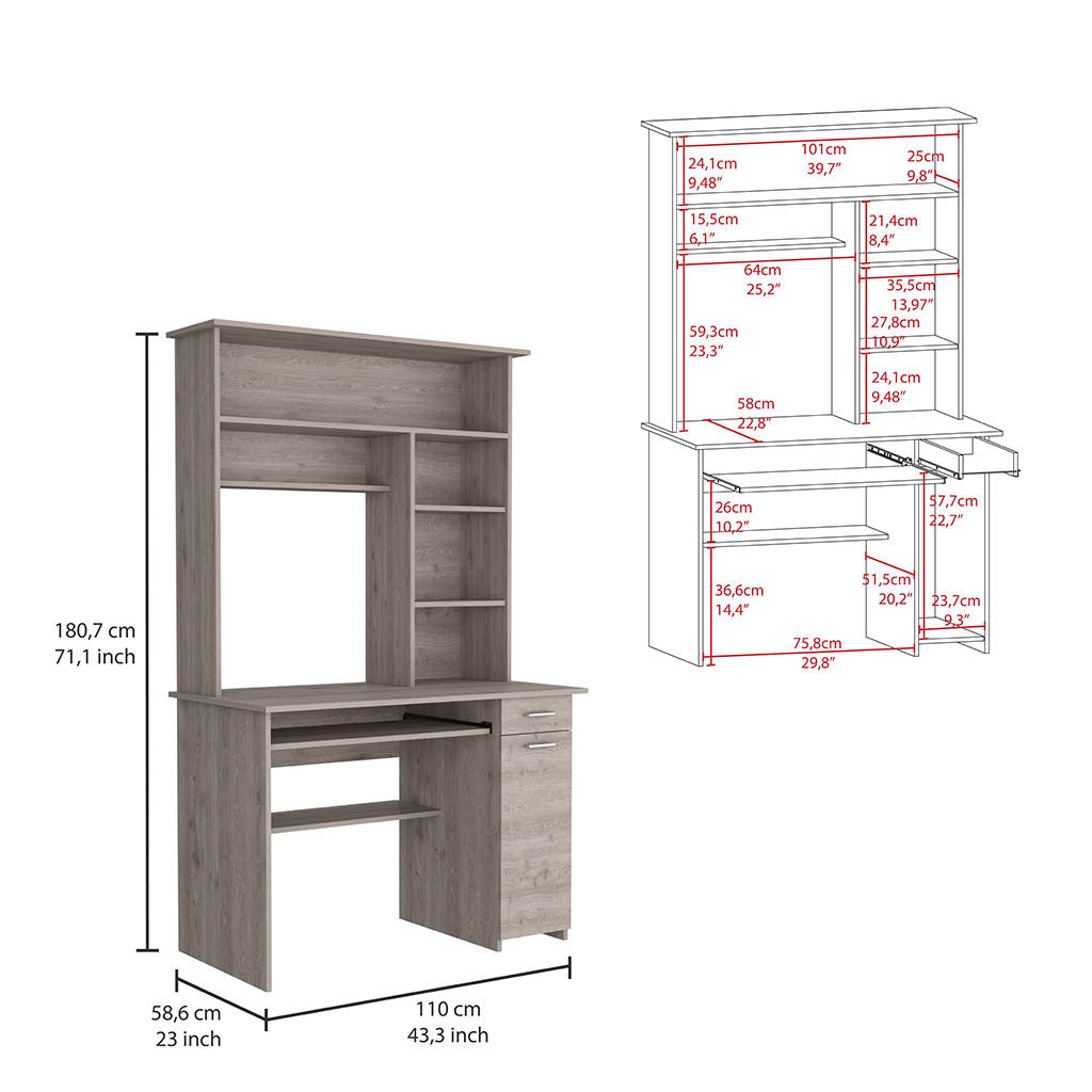 Computer Desk Acequia, Office, Light Gray Light Gray Particle Board Particle Board