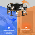 20 Inch Indoor Caged Remote Control Led Bulb Ceiling Fan Black Metal