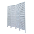 Sycamore Wood 4 Panel Screen Folding Louvered Room Divider Old White White Wood