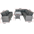 5 Piece Patio Wicker Outdoor Sectional Set 9 Seater Conversation Set With 3 Storage Under Seat Grey Wicker Dark Grey Cushion Yes Complete Patio Set Grey Rust Resistant Frame Mildew Resistant Cushion Garden & Outdoor Modern Complete Patio Sets Fiber Foam