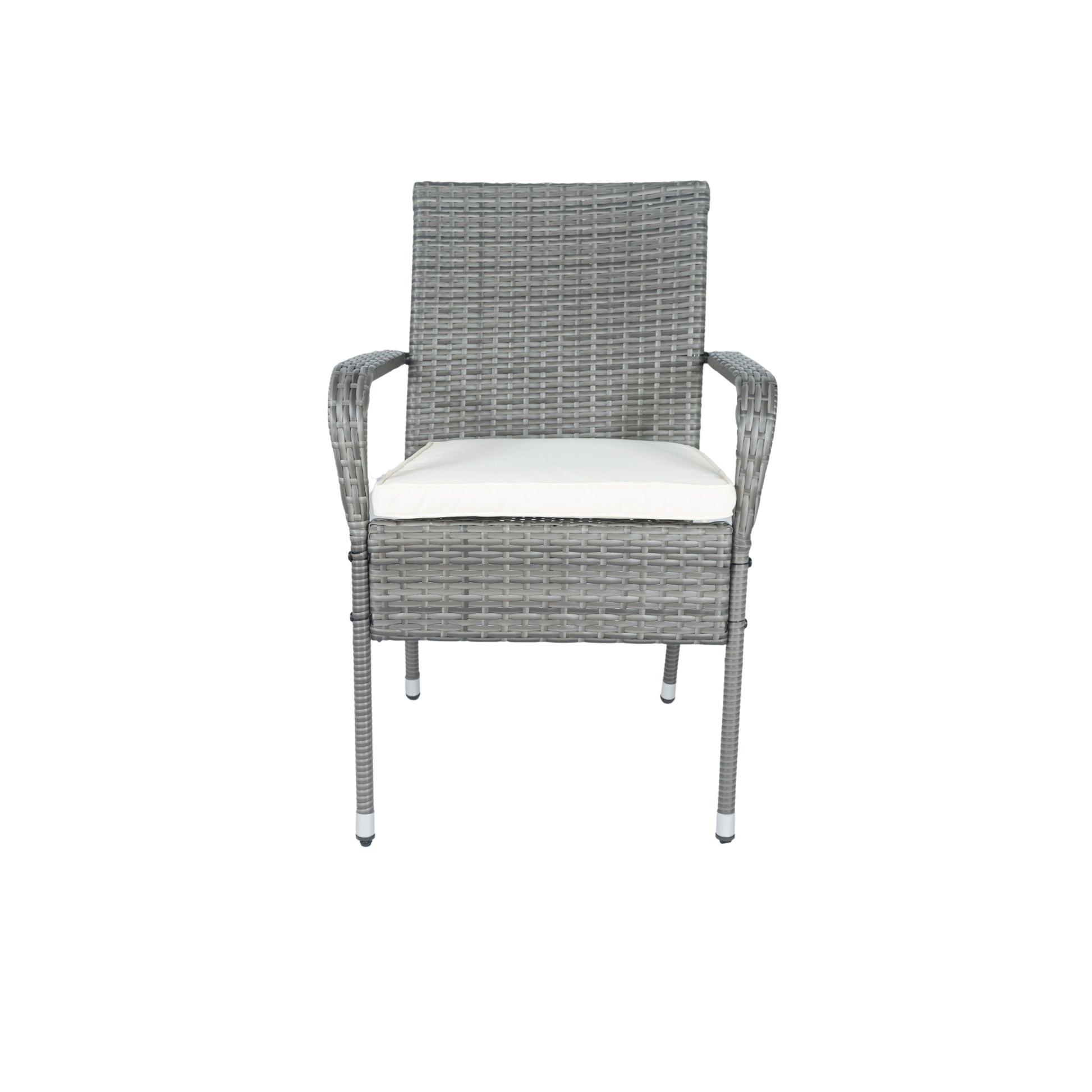 3 Piece Patio Wicker Conversation Set Grey Wicker White Cushion Yes Sectional Grey Rust Resistant Frame Mildew Resistant Cushion Garden & Outdoor Modern 2 Person Seating Group Fiber Foam Pads Rattan Metal