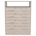 Four Drawer Dresser Wuju, Bedroom, Light Gray White Light Gray Particle Board Particle Board