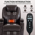 Up To 350Lbs Okin Motor Power Lift Recliner Chair For Elderly, Heavy Duty Motion Mechanism With 8 Point Vibration Massage And Lumbar Heating, Two Cup Holders And Usb Charge Port, Brown White Metal Primary Living Space Heavy Duty Pine Brown Faux Leather