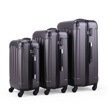 3 Piece Luggage Expandable Lightweight Travel Suitcase Set With Code Lock, Spinner Wheels, 20 24 28 Inches, Gray Gray Abs