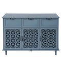 3 Door 3 Drawer Cabinet, American Furniture, Suitable For Bedroom, Living Room, Study Blue Particle Board