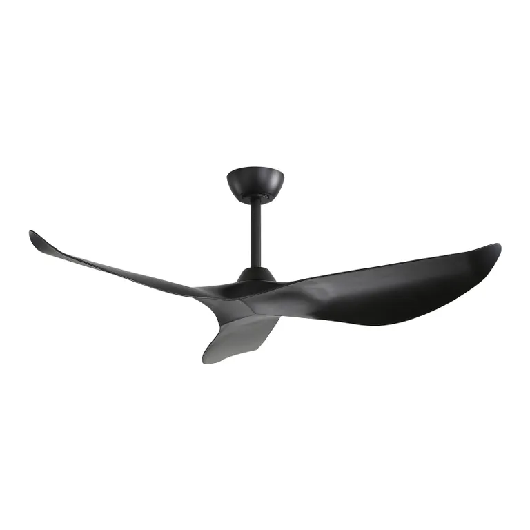 52 Inch Indoor Ceiling Fan No Light With 6 Speed Remote Control 3 Abs Blades Reversible Dc Motor Black Abs