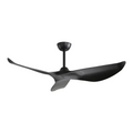 52 Inch Indoor Ceiling Fan No Light With 6 Speed Remote Control 3 Abs Blades Reversible Dc Motor Black Abs