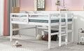 Wood Twin Size Loft Bed With Side Ladder, Antique White Box Spring Not Required Twin Antique White Wood Bedroom Solid Wood Mdf