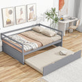 Twin Size Wood Daybed With Twin Size Trundle, Gray Box Spring Not Required Twin Gray Wood Solid Wood Mdf