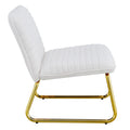 One White Minimalist Armless Sofa Chair With Plush Cushion And Backrest Paired With Golden Metal Legs, Suitable For Offices, Restaurants, Kitchens, Bedrooms White Metal