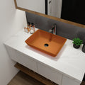 Tempered Glass Matte Bathroom Vessel Sink, Rectangle Bathroom Basin Tempered Glass Matt Tea Brown Bathroom Modern Glass