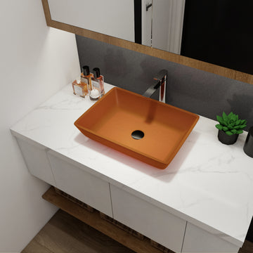 Tempered Glass Matte Bathroom Vessel Sink, Rectangle Bathroom Basin Tempered Glass Matt Tea Brown Bathroom Modern Glass