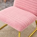 Modern Minimalist Pink Plush Fabric Single Person Sofa Chair With Golden Metal Legs. Suitable For Living Room, Bedroom, Club, Comfortable Cushioned Single Person Leisure Sofa Pink Plush