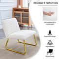 One White Minimalist Armless Sofa Chair With Plush Cushion And Backrest Paired With Golden Metal Legs, Suitable For Offices, Restaurants, Kitchens, Bedrooms White Metal