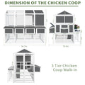 Chicken Coop With Chicken Run, Chicken Coops For 10 Chickens Outdoor With Nesting Boxeswooden Walk In Chicken House With Pull Out Traysgarden Backyard Cage 95''X80''X83'' Gray Wood