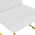 One White Minimalist Armless Sofa Chair With Plush Cushion And Backrest Paired With Golden Metal Legs, Suitable For Offices, Restaurants, Kitchens, Bedrooms White Metal