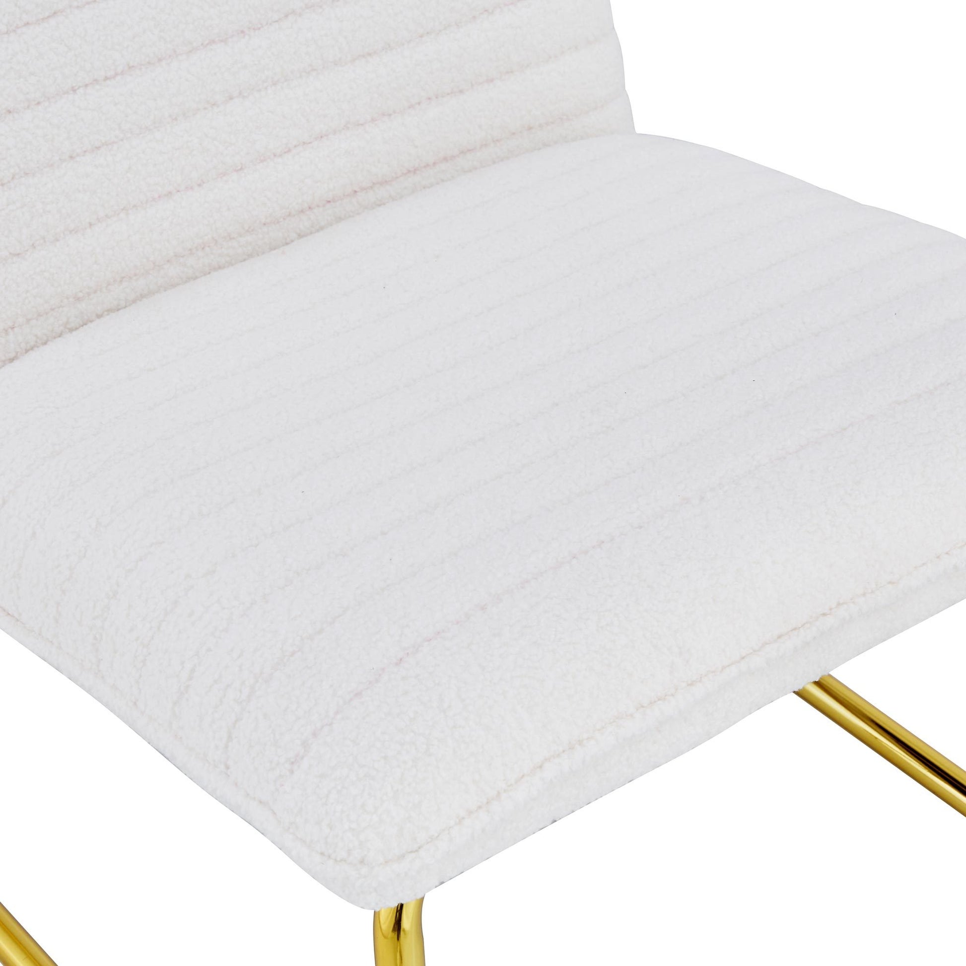 One White Minimalist Armless Sofa Chair With Plush Cushion And Backrest Paired With Golden Metal Legs, Suitable For Offices, Restaurants, Kitchens, Bedrooms White Metal