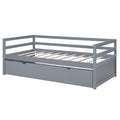 Twin Size Wood Daybed With Twin Size Trundle, Gray Box Spring Not Required Twin Gray Wood Solid Wood Mdf