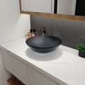 Tempered Glass Matte Bathroom Vessel Sink, Round Bathroom Basin Tempered Glass Matt Gray Grey Bathroom Modern Glass